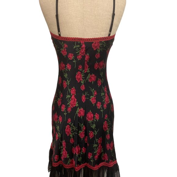 Betsey Johnson Floral Rose Silk Slip Dress P/M - Picture 4 of 8